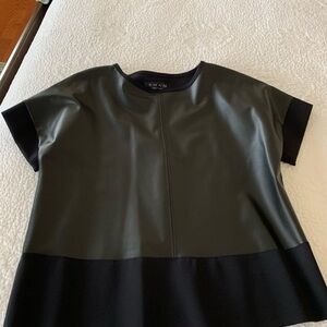 SHAN Women's Black Top / Gorgeos Vegan leather in front only